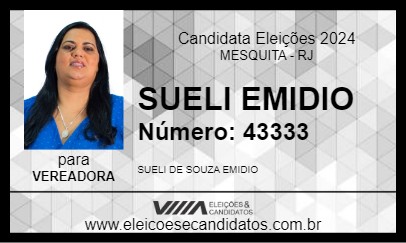 Candidato SUELI EMIDIO 2024 - MESQUITA - Eleições