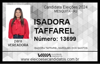 Candidato ISADORA TAFFAREL 2024 - MESQUITA - Eleições