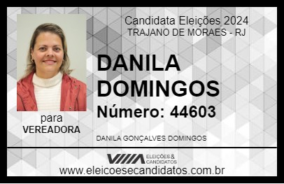 Candidato DANILA DOMINGOS 2024 - TRAJANO DE MORAES - Eleições