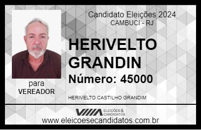 Candidato HERIVELTO GRANDIN 2024 - CAMBUCI - Eleições