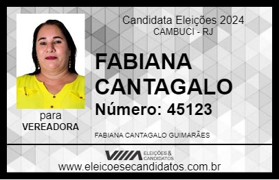 Candidato FABIANA CANTAGALO 2024 - CAMBUCI - Eleições