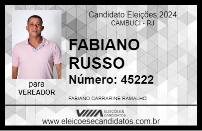 Candidato FABIANO RUSSO 2024 - CAMBUCI - Eleições