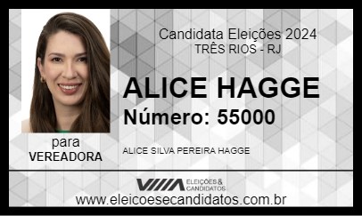 Candidato ALICE HAGGE 2024 - TRÊS RIOS - Eleições