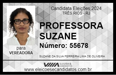 Candidato PROFESSORA SUZANE 2024 - TRÊS RIOS - Eleições