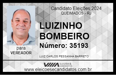 Candidato LUIZINHO BOMBEIRO 2024 - QUEIMADOS - Eleições