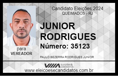 Candidato JUNIOR RODRIGUES 2024 - QUEIMADOS - Eleições