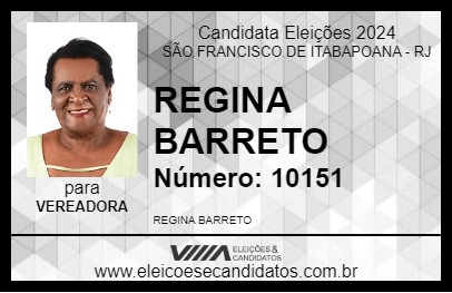 Candidato REGINA BARRETO 2024 - SÃO FRANCISCO DE ITABAPOANA - Eleições