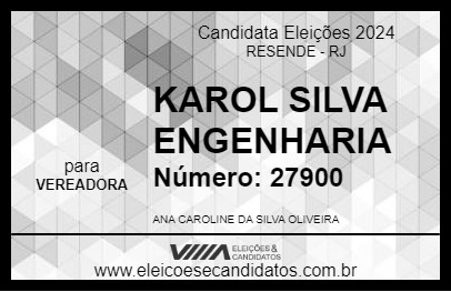 Candidato KAROL SILVA ENGENHARIA 2024 - RESENDE - Eleições