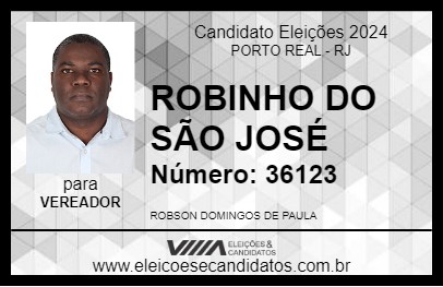 Candidato ROBINHO DO SÃO JOSÉ 2024 - PORTO REAL - Eleições