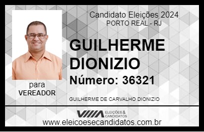 Candidato GUILHERME DIONIZIO 2024 - PORTO REAL - Eleições