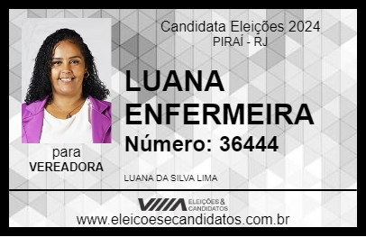 Candidato LUANA ENFERMEIRA 2024 - PIRAÍ - Eleições