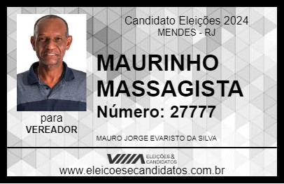 Candidato MAURINHO MASSAGISTA 2024 - MENDES - Eleições