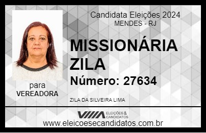 Candidato MISSIONÁRIA ZILA 2024 - MENDES - Eleições