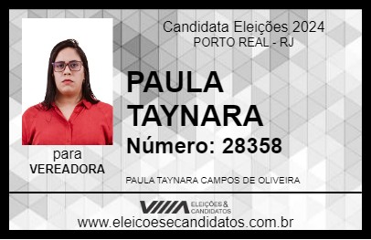 Candidato PAULA TAYNARA 2024 - PORTO REAL - Eleições