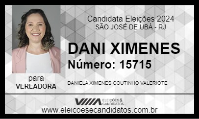 Candidato DANI XIMENES 2024 - SÃO JOSÉ DE UBÁ - Eleições