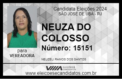 Candidato NEUZA DO COLOSSO 2024 - SÃO JOSÉ DE UBÁ - Eleições