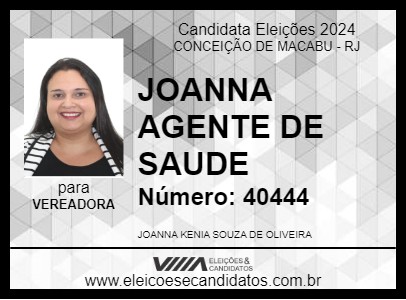 Candidato JOANNA AGENTE DE SAUDE 2024 - CONCEIÇÃO DE MACABU - Eleições