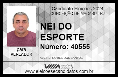 Candidato NEI DO ESPORTE 2024 - CONCEIÇÃO DE MACABU - Eleições