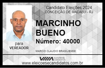 Candidato MARCINHO BUENO 2024 - CONCEIÇÃO DE MACABU - Eleições