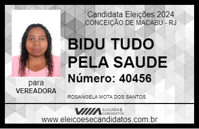 Candidato BIDU TUDO PELA SAUDE 2024 - CONCEIÇÃO DE MACABU - Eleições