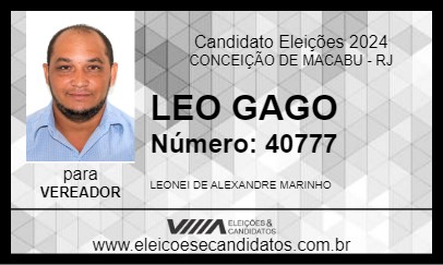 Candidato LEO GAGO 2024 - CONCEIÇÃO DE MACABU - Eleições