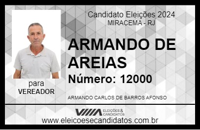 Candidato ARMANDO DE AREIAS 2024 - MIRACEMA - Eleições