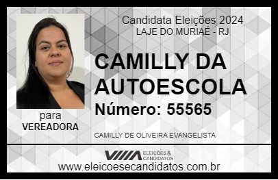 Candidato CAMILLY DA AUTOESCOLA 2024 - LAJE DO MURIAÉ - Eleições