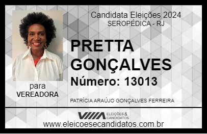 Candidato PRETTA GONÇALVES 2024 - SEROPÉDICA - Eleições