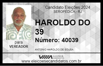 Candidato HAROLDO DO 39 2024 - SEROPÉDICA - Eleições