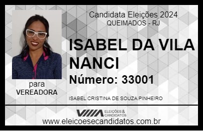 Candidato ISABEL DA VILA NANCI 2024 - QUEIMADOS - Eleições