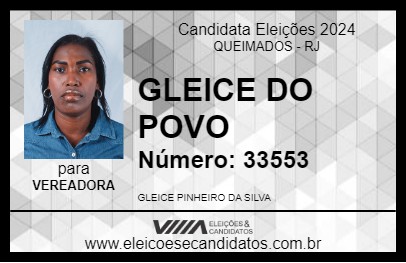 Candidato GLEICE DO POVO 2024 - QUEIMADOS - Eleições