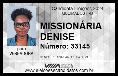 Candidato MISSIONÁRIA DENISE 2024 - QUEIMADOS - Eleições