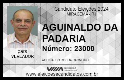 Candidato AGUINALDO DA PADARIA 2024 - MIRACEMA - Eleições