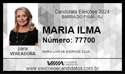 Candidato MARIA ILMA 2024 - BARRA DO PIRAÍ - Eleições