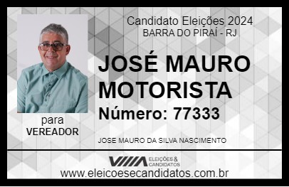 Candidato JOSÉ MAURO MOTORISTA 2024 - BARRA DO PIRAÍ - Eleições