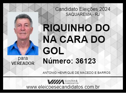 Candidato RIQUINHO DO NA CARA DO GOL 2024 - SAQUAREMA - Eleições