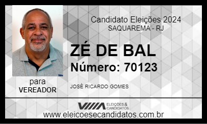 Candidato ZÉ DE BAL 2024 - SAQUAREMA - Eleições