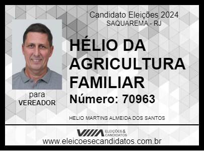 Candidato HÉLIO DA AGRICULTURA FAMILIAR 2024 - SAQUAREMA - Eleições