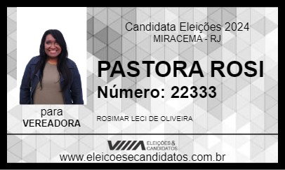 Candidato PASTORA ROSI 2024 - MIRACEMA - Eleições