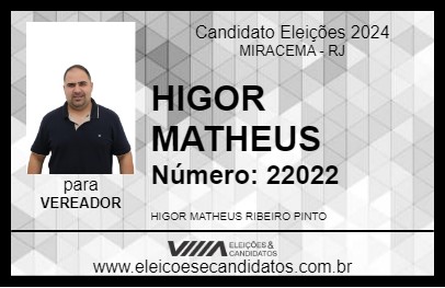 Candidato HIGOR MATHEUS 2024 - MIRACEMA - Eleições