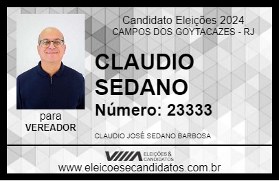 Candidato CLAUDIO SEDANO 2024 - CAMPOS DOS GOYTACAZES - Eleições