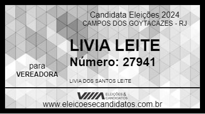 Candidato LIVIA LEITE 2024 - CAMPOS DOS GOYTACAZES - Eleições