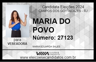 Candidato MARIA DO POVO 2024 - CAMPOS DOS GOYTACAZES - Eleições