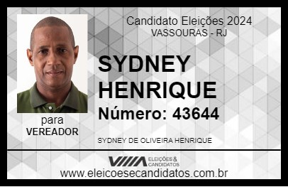 Candidato SYDNEY HENRIQUE 2024 - VASSOURAS - Eleições