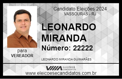 Candidato LEONARDO MIRANDA 2024 - VASSOURAS - Eleições