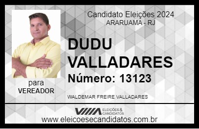 Candidato DUDU VALLADARES 2024 - ARARUAMA - Eleições