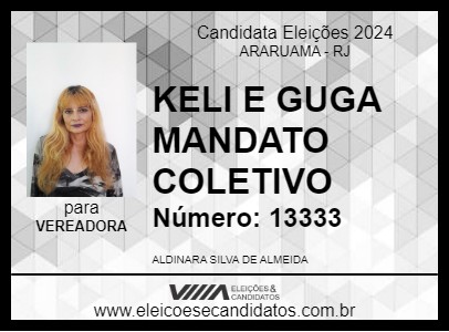 Candidato KELY E GUGA MANDATO COLETIVO 2024 - ARARUAMA - Eleições