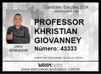 Candidato PROFESSOR KHRISTIAN GIOVANNEY 2024 - ARARUAMA - Eleições