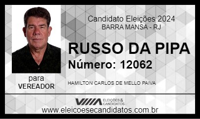 Candidato RUSSO DA PIPA 2024 - BARRA MANSA - Eleições