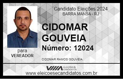 Candidato CIDOMAR GOUVEIA 2024 - BARRA MANSA - Eleições